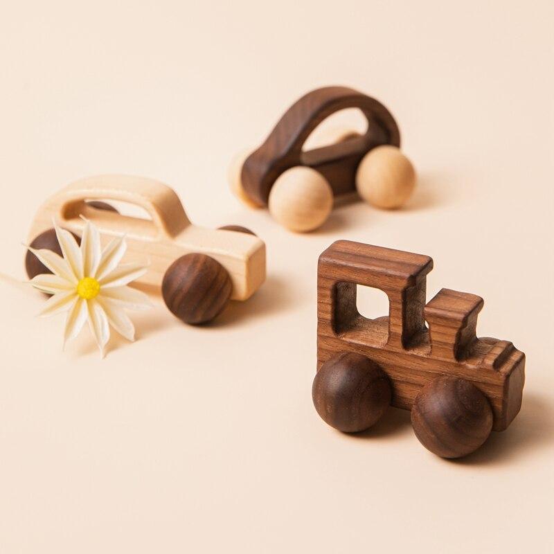 Fidtoy Ensemble de voitures en bois pour tout-petits – Lot de 3 voitures à pousser et à rouler pour bébés