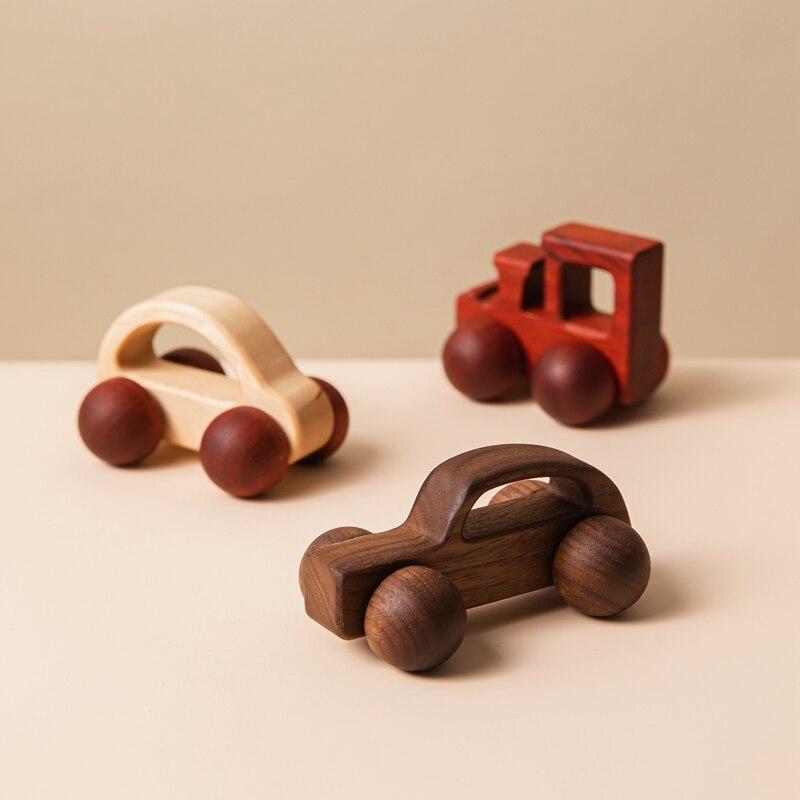 Fidtoy Ensemble de voitures en bois pour tout-petits – Lot de 3 voitures à pousser et à rouler pour bébés