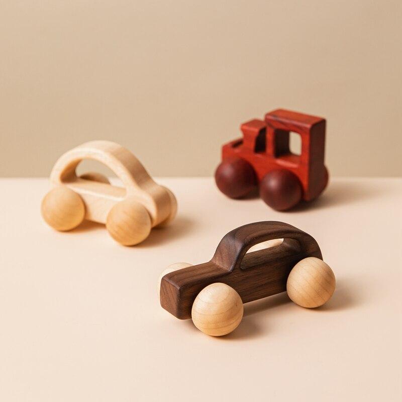 Fidtoy Ensemble de voitures en bois pour tout-petits – Lot de 3 voitures à pousser et à rouler pour bébés