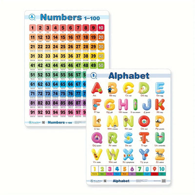 Affiches éducatives de reconnaissance d'objets 12 en 1 Fidtoy avec tableau effaçable, affiches murales pour salles de classe préscolaires pour l'alphabet, les chiffres, les fruits, les animaux, les couleurs et les formes, âges 2 à 6