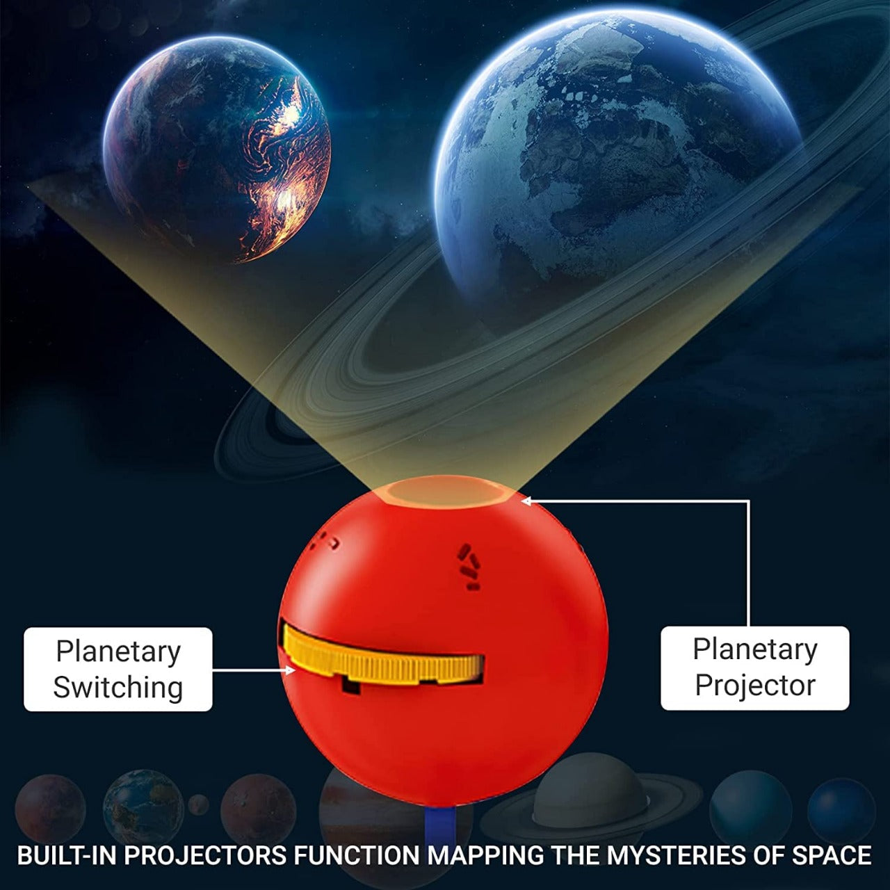 Fidtoy STEM Rotating Planets and Planet Projector DIY Kit for Kids Ages 8+, Motorized Solar System Model Kit, Plastic Space Science Toy with 8 Planets, Planetarium Projector, Paint and Brush Activity