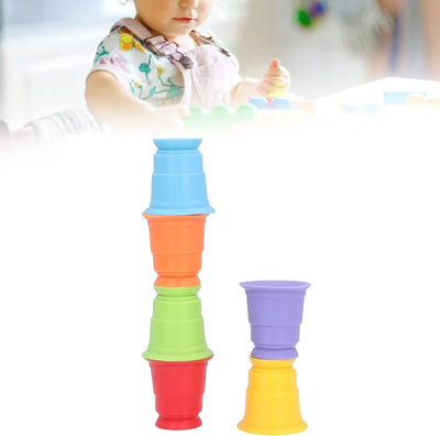 Fidtoy Colorful Soft Rubber Stacking Cups 6-Piece Baby Bath Toy for Early Learning