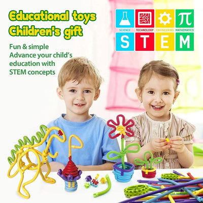 Fidtoy Kit de Construction de Tiges Souples Twister 3D, 85 Pièces