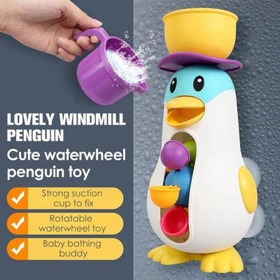 Divertido Juguete de Baño de Pingüino con Rueda Hidráulica - 010
