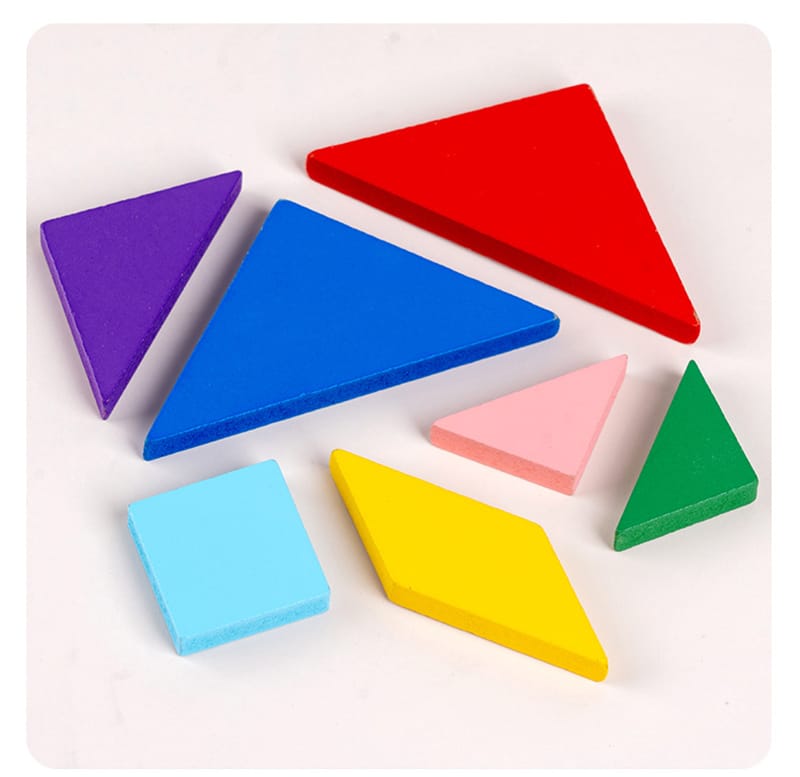 Fidtoy Casse-tête Tangram 3 en 1, Puzzle en Bois de Véhicules, Jeu d'apprentissage pour la Reconnaissance des Couleurs et la Motricité Fine, dès 3 Ans