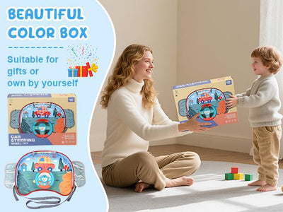 Volant Jouet pour Enfants avec Lumières et Musique, Jeu de Simulation de Conduite Interactif pour Tout-Petits, Divertissement de Voyage avec Klaxon et Levier de Vitesse, Cadeau Amusant pour Garçons et Filles