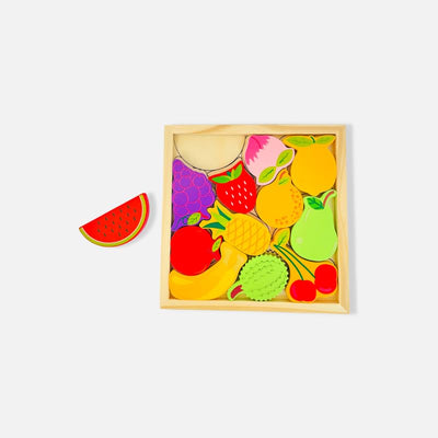 Fidtoy Wooden Tangram - Fruits Educational Toy for Toddlers Montessori Math and Shape Learning