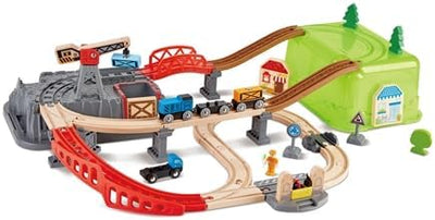 Fidtoy Wooden Railway Bucket Builder Train Set 50 Piece Toy