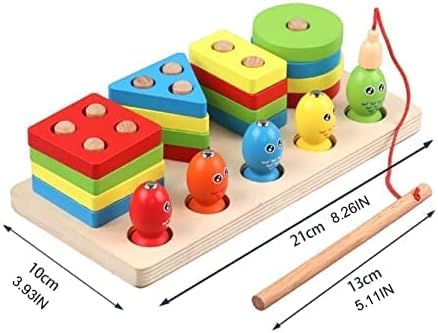 Fidtoy Wooden Magnetic Sorting Fishing Toy for Kids Age 2-6