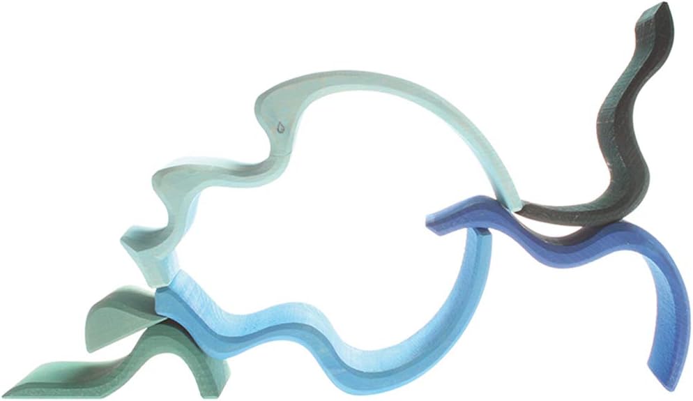 Fidtoy Sea Waves Rainbow Toys Jouet à empiler en bois pour enfants