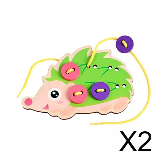 LOOM TREE® 2xBaby Wooden Lacing Threading Toys Sew On Buttons Kids Montessori Aids