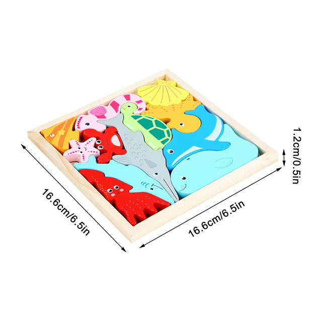 Fidtoy Tangram Dinosaure en bois – Puzzle éducatif Montessori pour tout-petits