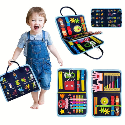 Fidtoy Tablero de Actividades 8 en 1 – Juguete Educativo con Forma de Bolso para Niños Pequeños de 2+ Años