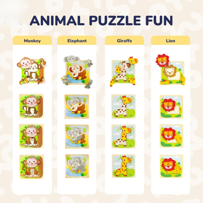 MiniMind™ Juego de rompecabezas de madera gruesa - Juguetes de aprendizaje Montessori para niños pequeños