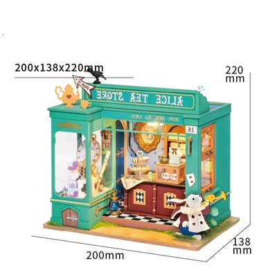 Casa de muñecas con muebles, casa de muñecas en miniatura verde para niños, kits de madera, juguete para montar, regalos de cumpleaños de Navidad
