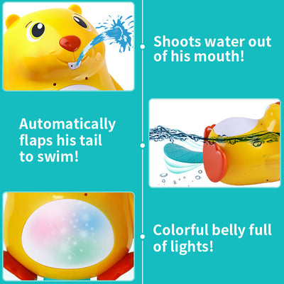 Fidtoy Beaver Bath Toy with Water Spray and Lights