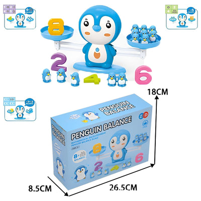 Fidtoy Penguin Balance Scale Mathematics Learning Kit Plastic Math Counting Balance Toy with 100 Weights for Kids Ages 3+