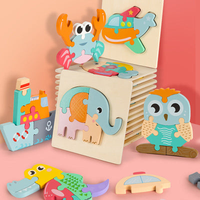Level 2 Montessori Puzzles 6 Pack - Eco-Friendly Wooden Puzzles