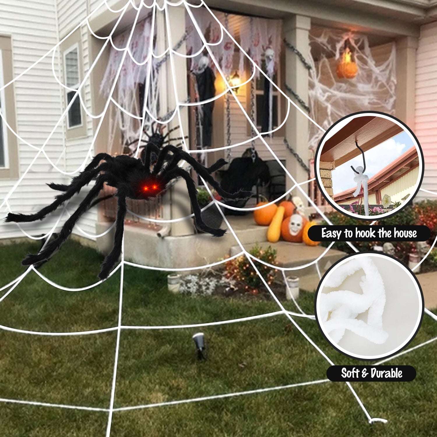 Fidtoy Giant Halloween Spider Decorations Set of 2