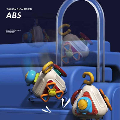 Fidtoy Cube d'activités Montessori 10 en 1, cube d'activités sensoriel en plastique avec 10 panneaux d'activités, jouets rotatifs, volant, clés à assortir et interrupteurs, pour les 6 mois et plus