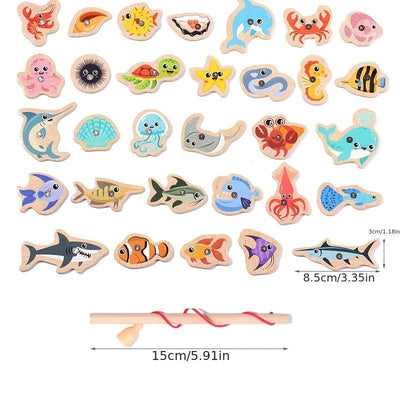 Juguete de pesca magnético de madera