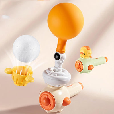 Fidtoy 3 en 1 Souffleur Flottant Ballon Jouet d'Activité pour Enfants – Jouet Montessori d'Entraînement Respiratoire avec Balle Flottante, Lanceur de Ballons et Sifflet pour les 3 ans et plus