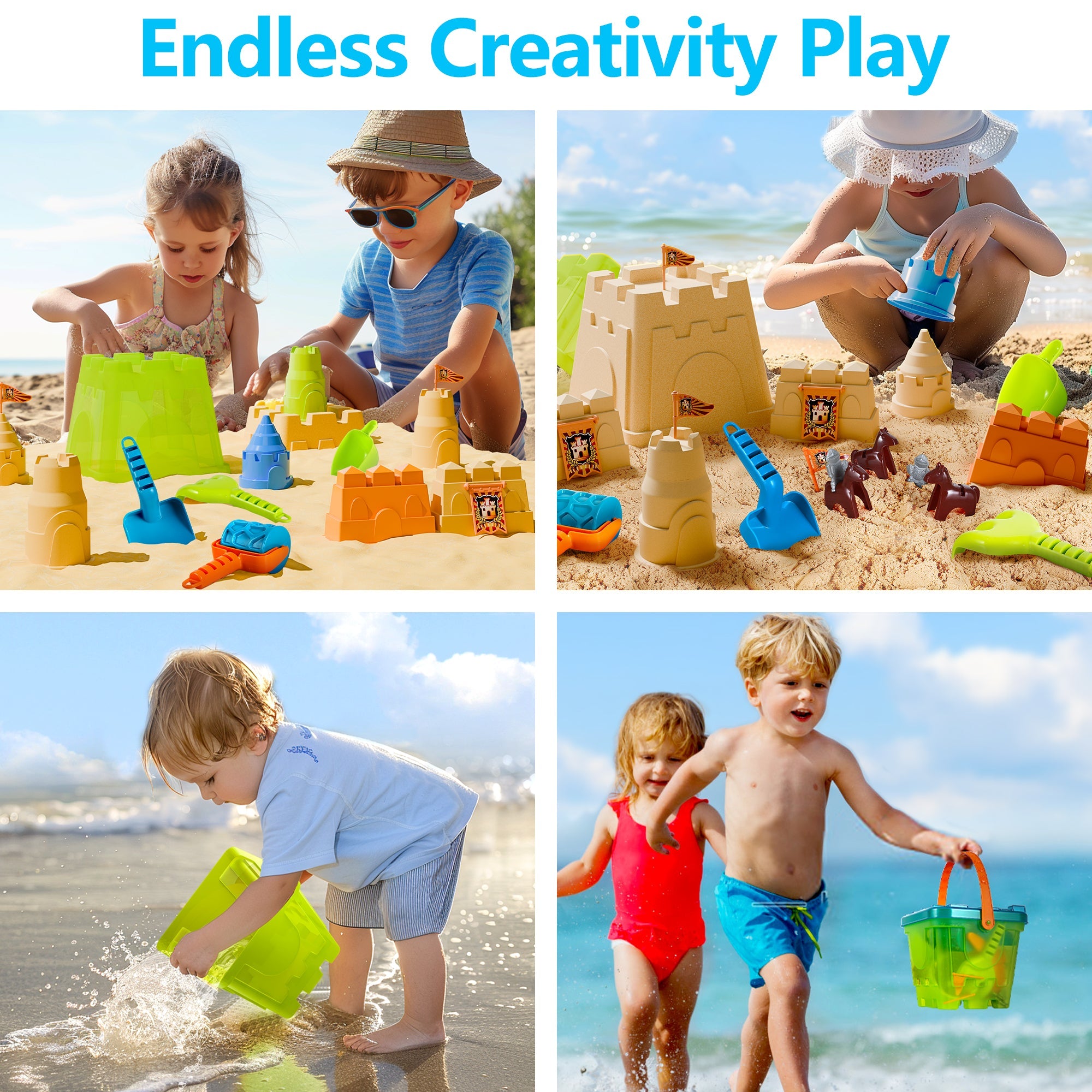 Fidtoy Caballero Castillo Juego de Cubos de Playa para Niños