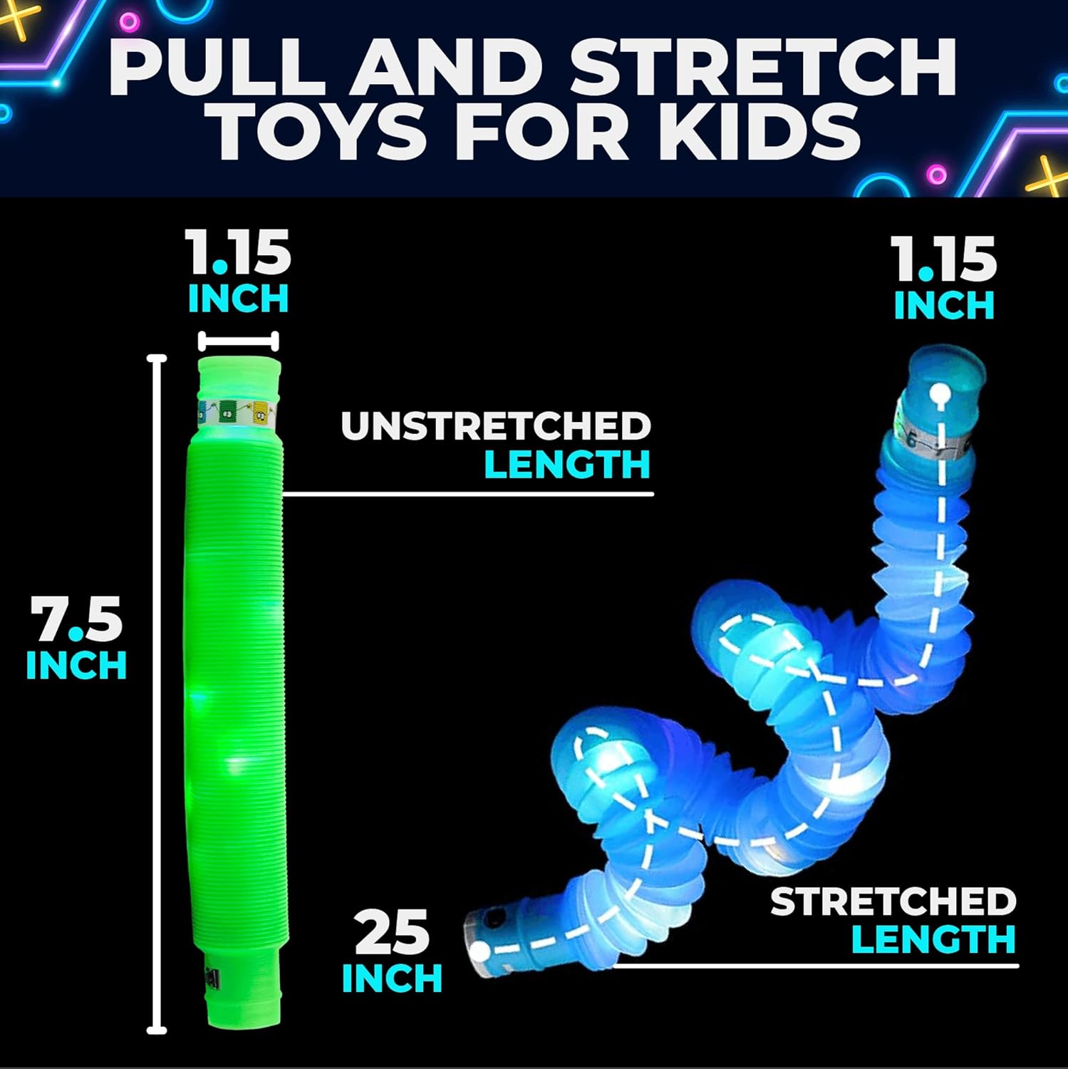 Tubo elástico pop que brilla en la oscuridad de 6 piezas - 6LG