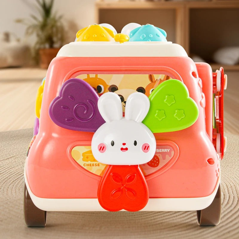 Fidtoy 6-in-1 Multiple Activity and Learners Car for Toddlers, Musical Activity Bus Toy with Xylophone, Gears, Fishing Game and Music Mode Age 18M+