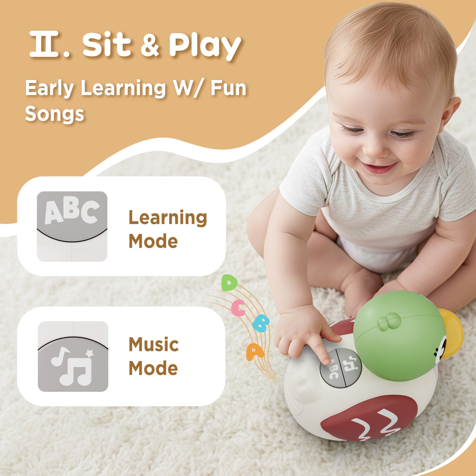 Fidtoy Jouet musical canard pour bébé avec lumière et son