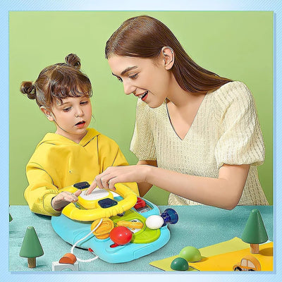 Fidtoy Interactive Steering Wheel Navigation Bridge Play Set for Babies Car Ride Pretend Driving Toy