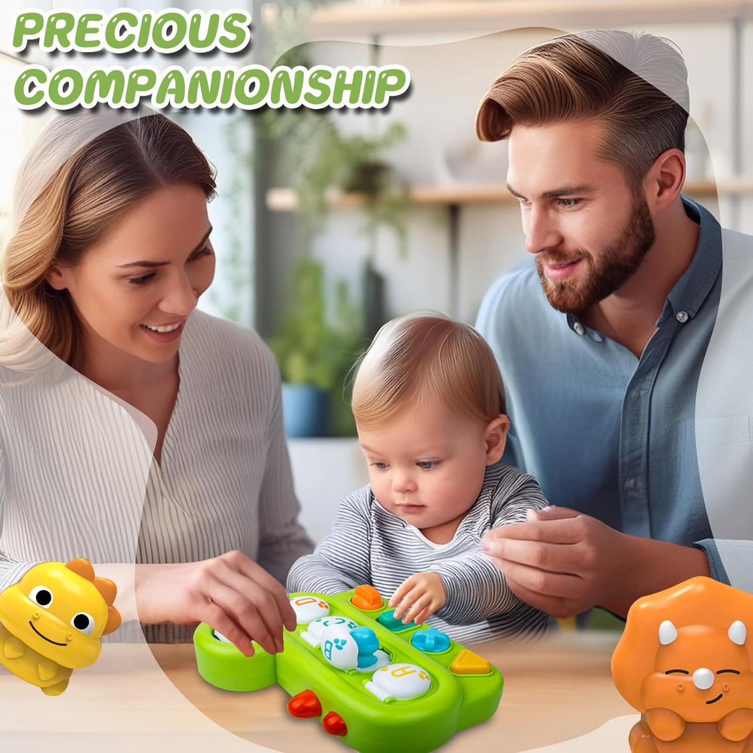 Fidtoy Dinosaur Alphabet Pop Up Toy for Toddlers | Montessori Cause and Effect Learning Toy for Fine Motor Skills