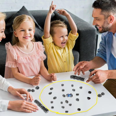 Fidtoy Magnetic Effect Chess Stone Family Board Game, Magnetic Stone Strategy Game with Sponge Board, Game Rope and Storage Bag, Family Logic Board Game Ages 3+