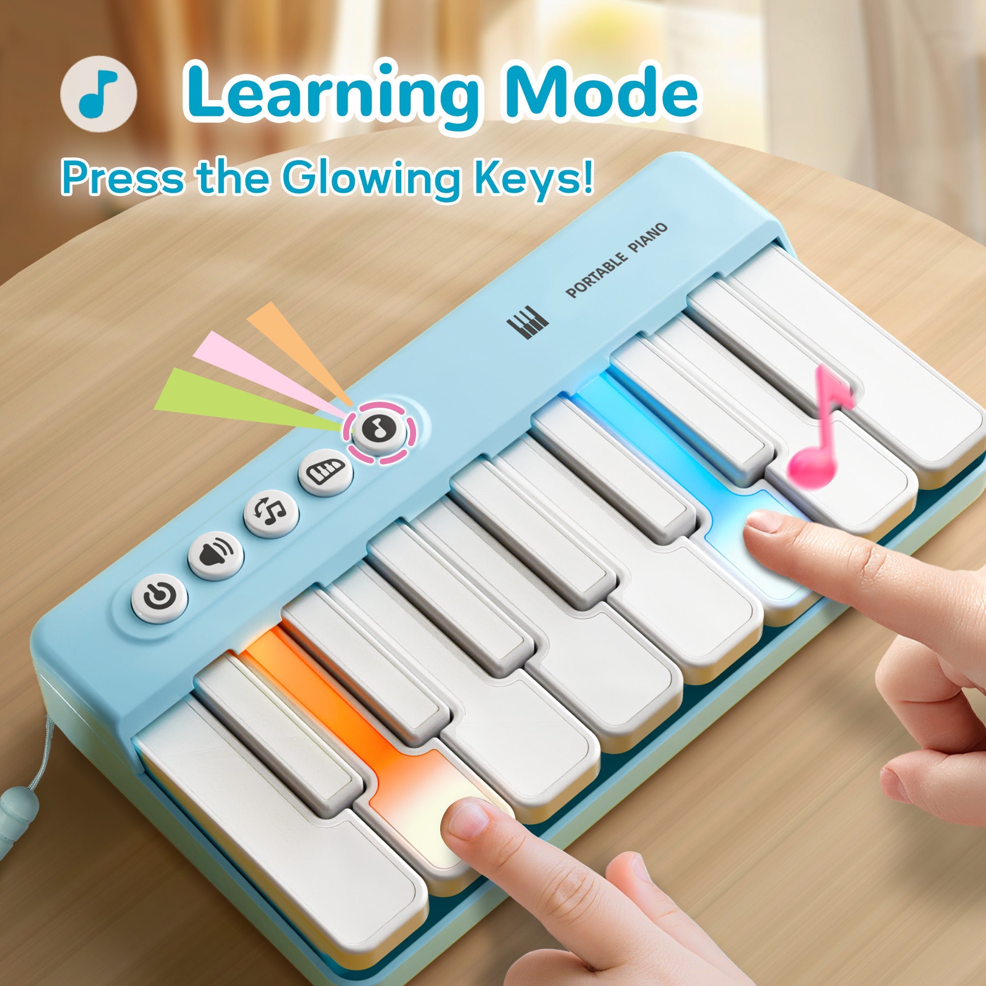 Mini piano Fidtoy avec lumières arc-en-ciel pour tout-petits