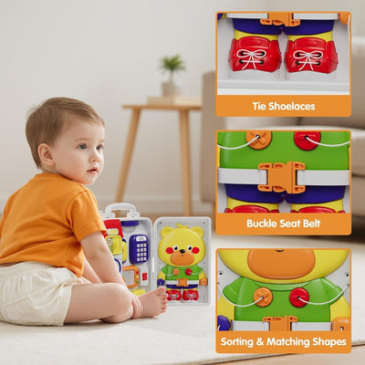 Fidtoy Montessori Sensory Musical Busy Board for Toddlers Multiple Activities Fine Motor Learning Toy Age 12M+