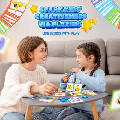 Fidtoy Sight Words Flash Cards Kindergarten Wooden Reading Blocks, 60 Double-Sided CVC Word Cards with Wooden Letter Blocks, Alphabet Spelling Game for Early Reading and Classroom Literacy Play