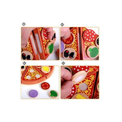 Ensemble de jeu de pizza en bois - Jouets de motricité fine