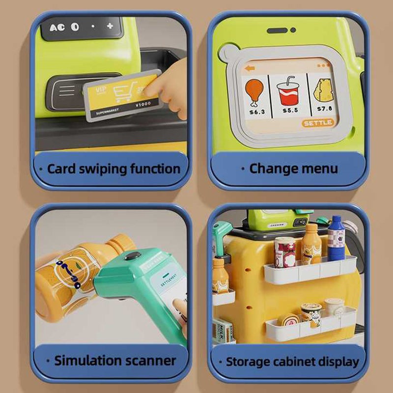 Set de Café de Juguete de Simulación Multifuncional 3 en 1 con Caja Registradora - L94