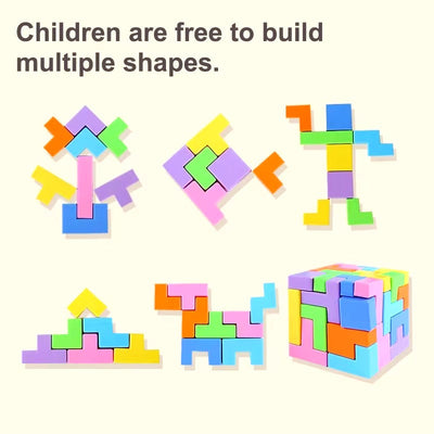 Fidtoy Tetris Blocks Challenge Game for Kids 51 Piece Spatial Puzzle Board Toy Age 4-12
