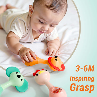 Fidtoy Lot de 5 jouets de dentition et hochets pour bébés nouveau-nés
