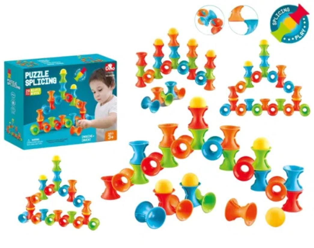 Fidtoy Build and Stack Splicing Puzzle Play Set – 46 PCS Creative Construction Blocks for Kids, Stacking Building Toy for Spatial Learning & Fine Motor Skills