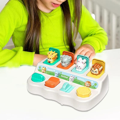 Fidtoy Jouet Pop Up Éducatif avec Animaux Mignons pour Tout-Petits de 12 Mois et Plus, Jeu Interactif Cause à Effet avec Animaux