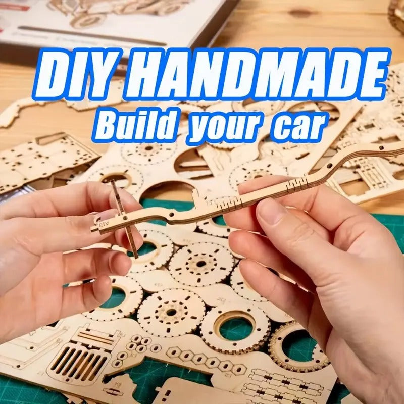 Fidtoy Puzzle 3D en Bois Voiture Supercar à Rétrofriction 114 Pièces, Maquette de Voiture en Bois pour Adolescents et Amateurs de Puzzles à partir de 14 Ans