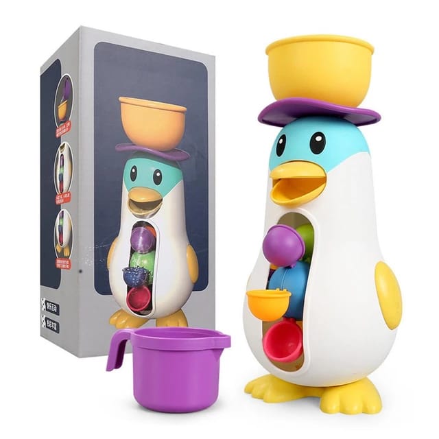 Divertido Juguete de Baño de Pingüino con Rueda Hidráulica - 010