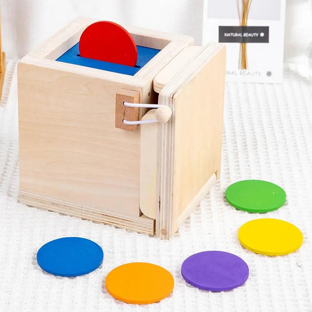 Fidtoy 6-in-1 Montessori Early Education Intelligence Multi-functional Box for Toddlers, Object Permanence Learning Box with Coin Matching, Carrot Pulling, Bug Catching and Clock Learning