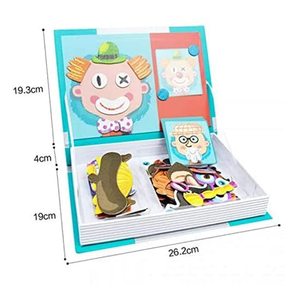 Fidtoy Livre de Puzzles Magnétiques pour Enfants avec 67 Aimants et 12 Cartes Modèles – Jouet de Voyage Assorti de Visages Amusants pour les Enfants de 3 Ans et Plus