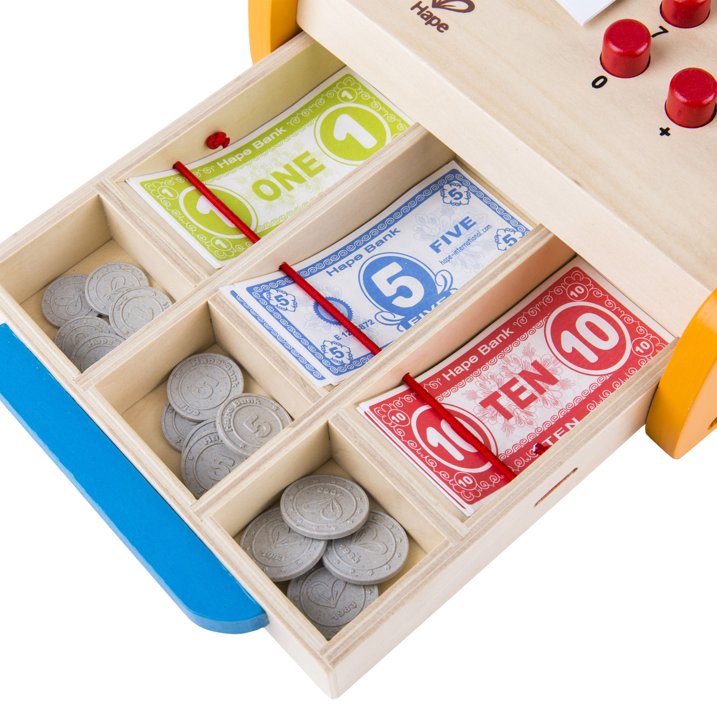Fidtoy Wooden Cash Register Toy Kids Pretend Shop Play Set