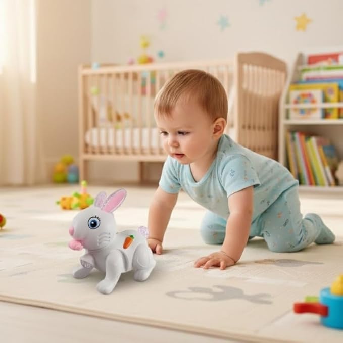 Lapin musical Fidtoy avec lumières, sons et fonction de saut