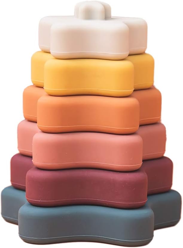 Jouet d'éveil en silicone Fidtoy pour bébés, jeu d'empilement Montessori sensoriel