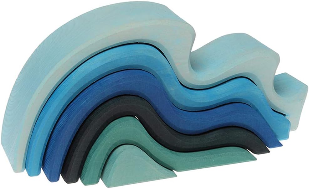 Fidtoy Sea Waves Rainbow Toys Jouet à empiler en bois pour enfants